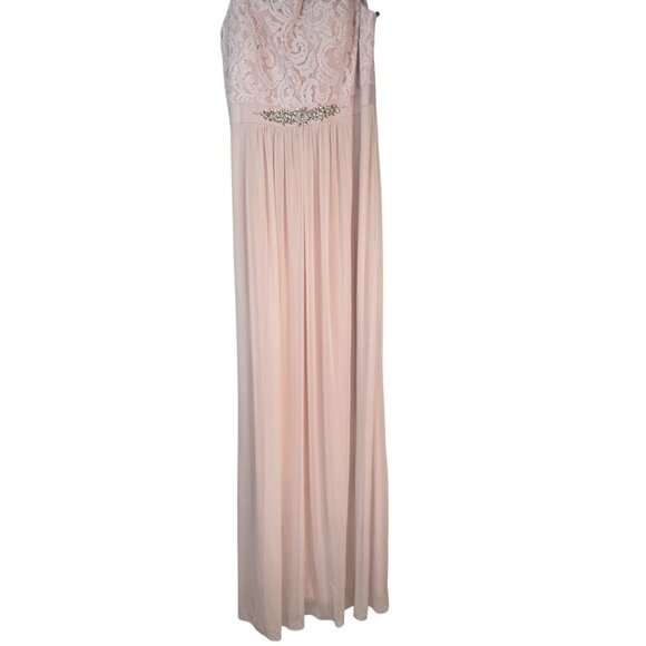 2/$35 NWT Adrianna Papell Size 14 One-Shoulder Lace Maxi Dress Pink Formal - Picture 3 of 15